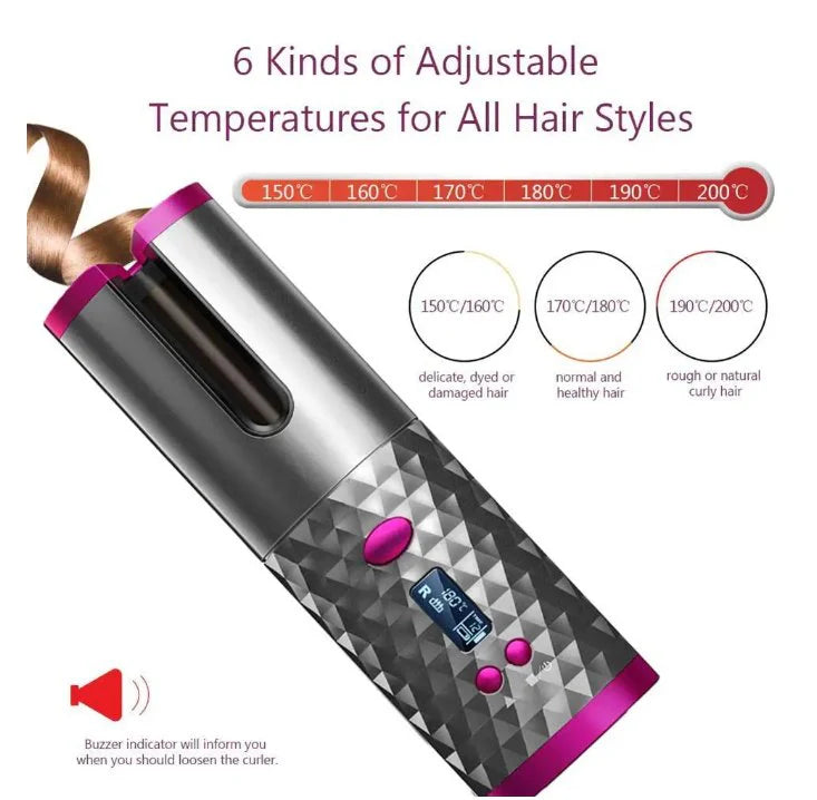 Cordless Automatc Curler مكواة تجعيد الشعر اللاسلكية الأوتوماتيكية
